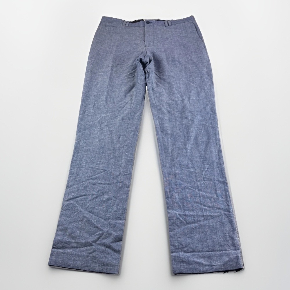 Noak Benny Trousers Mens 32x30 Blue Dress Pants Wool Linen Silk Chinos Slacks